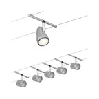 Paulmann Seilsystem Set Cup Chrom matt,Chrom 5 Spots ohne Leuchtmittel max. 5xW GU5,3 DC 60VA