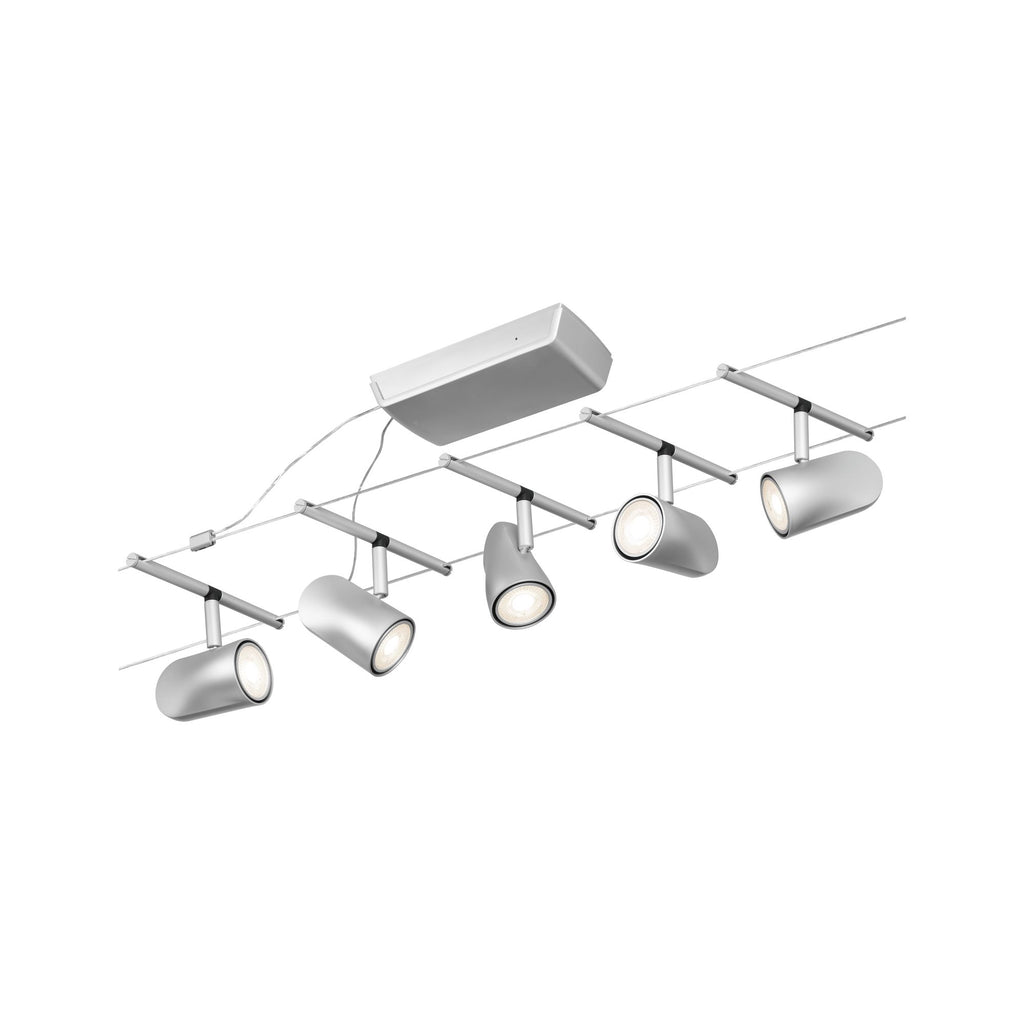 Paulmann Seilsystem Set Cup Chrom matt,Chrom 5 Spots ohne Leuchtmittel max. 5xW GU5,3 DC 60VA
