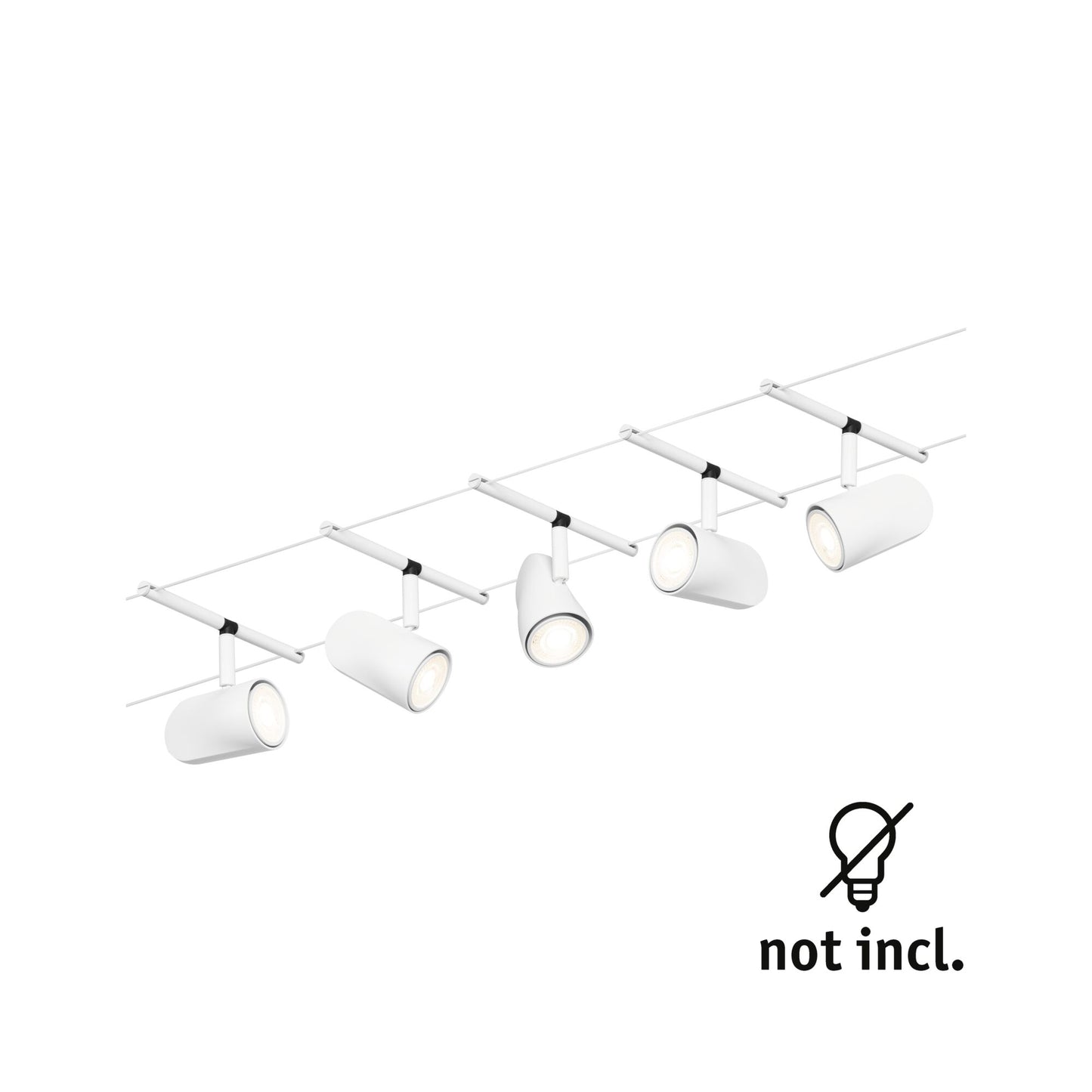 Paulmann Seilsystem Set Cup Weiß matt,Chrom 5 Spots ohne Leuchtmittel max. 5xW GU5,3 DC 60VA