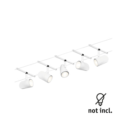 Paulmann Seilsystem Set Cup Weiß matt,Chrom 5 Spots ohne Leuchtmittel max. 5xW GU5,3 DC 60VA