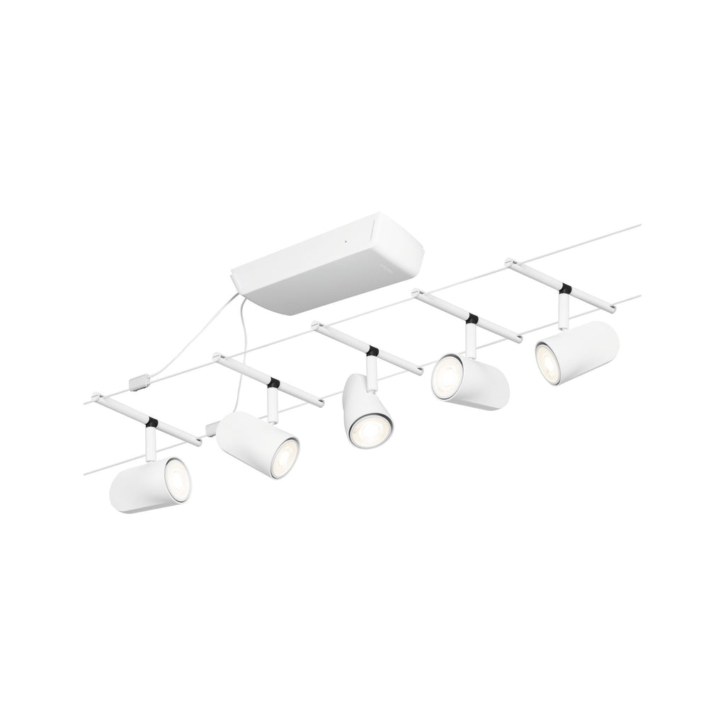 Paulmann Seilsystem Set Cup Weiß matt,Chrom 5 Spots ohne Leuchtmittel max. 5xW GU5,3 DC 60VA