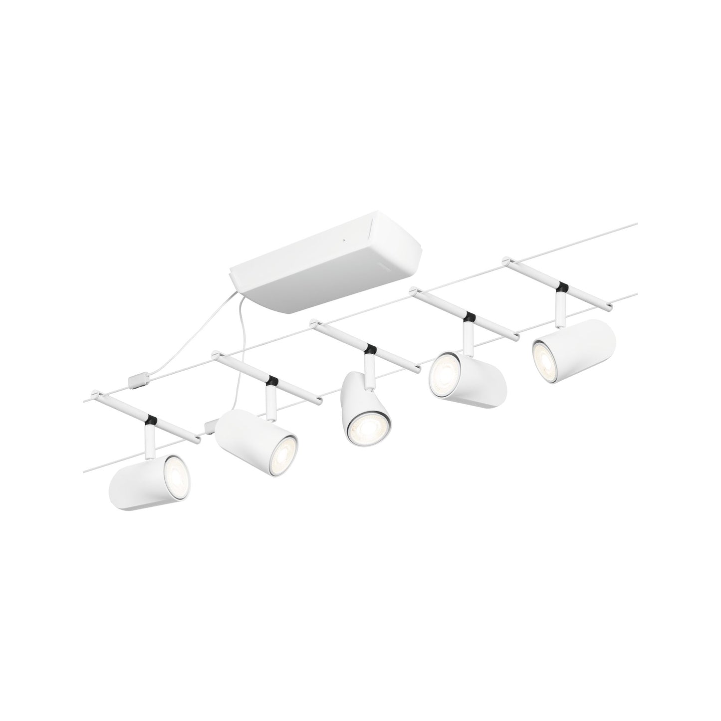 Paulmann Seilsystem Set Cup Weiß matt,Chrom 5 Spots ohne Leuchtmittel max. 5xW GU5,3 DC 60VA