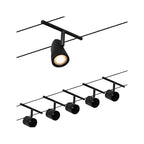 Paulmann Seilsystem Set Cup Schwarz matt,Chrom 5 Spots ohne Leuchtmittel max. 5xW GU5,3 DC 60VA