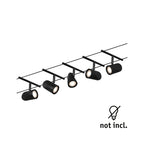 Paulmann Seilsystem Set Cup Schwarz matt,Chrom 5 Spots ohne Leuchtmittel max. 5xW GU5,3 DC 60VA