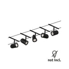 Paulmann Seilsystem Set Cup Schwarz matt,Chrom 5 Spots ohne Leuchtmittel max. 5xW GU5,3 DC 60VA