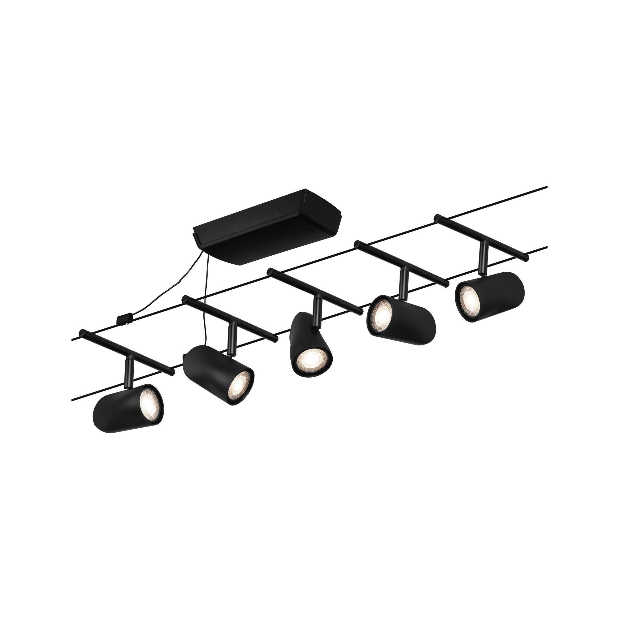 Paulmann Seilsystem Set Cup Schwarz matt,Chrom 5 Spots ohne Leuchtmittel max. 5xW GU5,3 DC 60VA