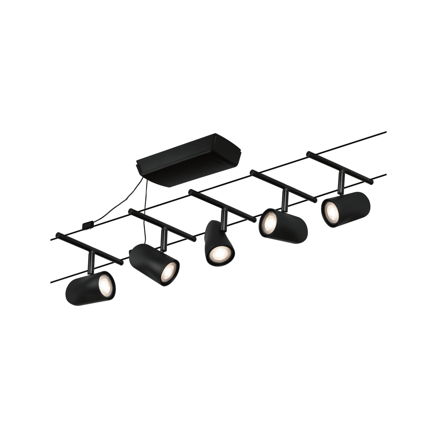 Paulmann Seilsystem Set Cup Schwarz matt,Chrom 5 Spots ohne Leuchtmittel max. 5xW GU5,3 DC 60VA