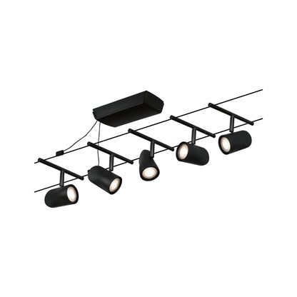 Paulmann Seilsystem Set Cup Schwarz matt,Chrom 5 Spots ohne Leuchtmittel max. 5xW GU5,3 DC 60VA