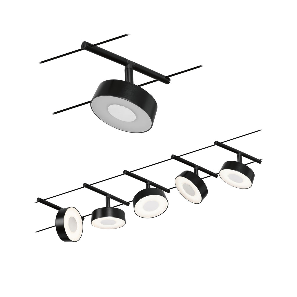 Paulmann Seilsystem Set Circle Schwarz matt,Chrom 5x5W  3.000 DC 60VA 5 Spots