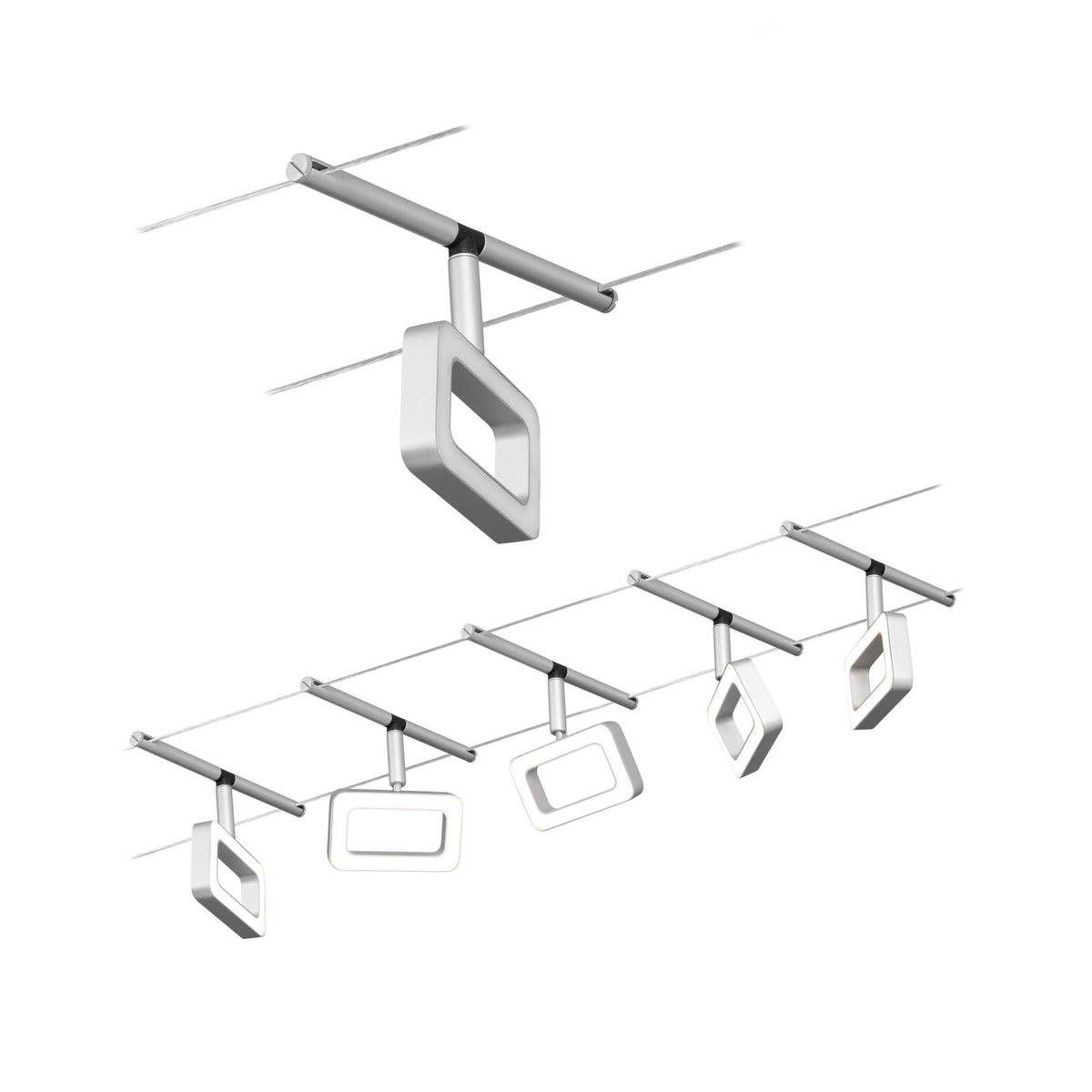 Paulmann Seilsystem Set Frame Chrom matt,Chrom 5x4,8W  3.000 DC 60VA 5 Spots