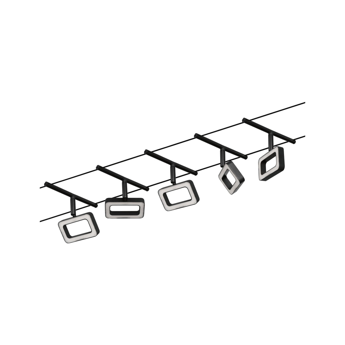 Paulmann Seilsystem Set Frame Schwarz matt,Chrom 5x4,8W  3.000 DC 60VA 5 Spots