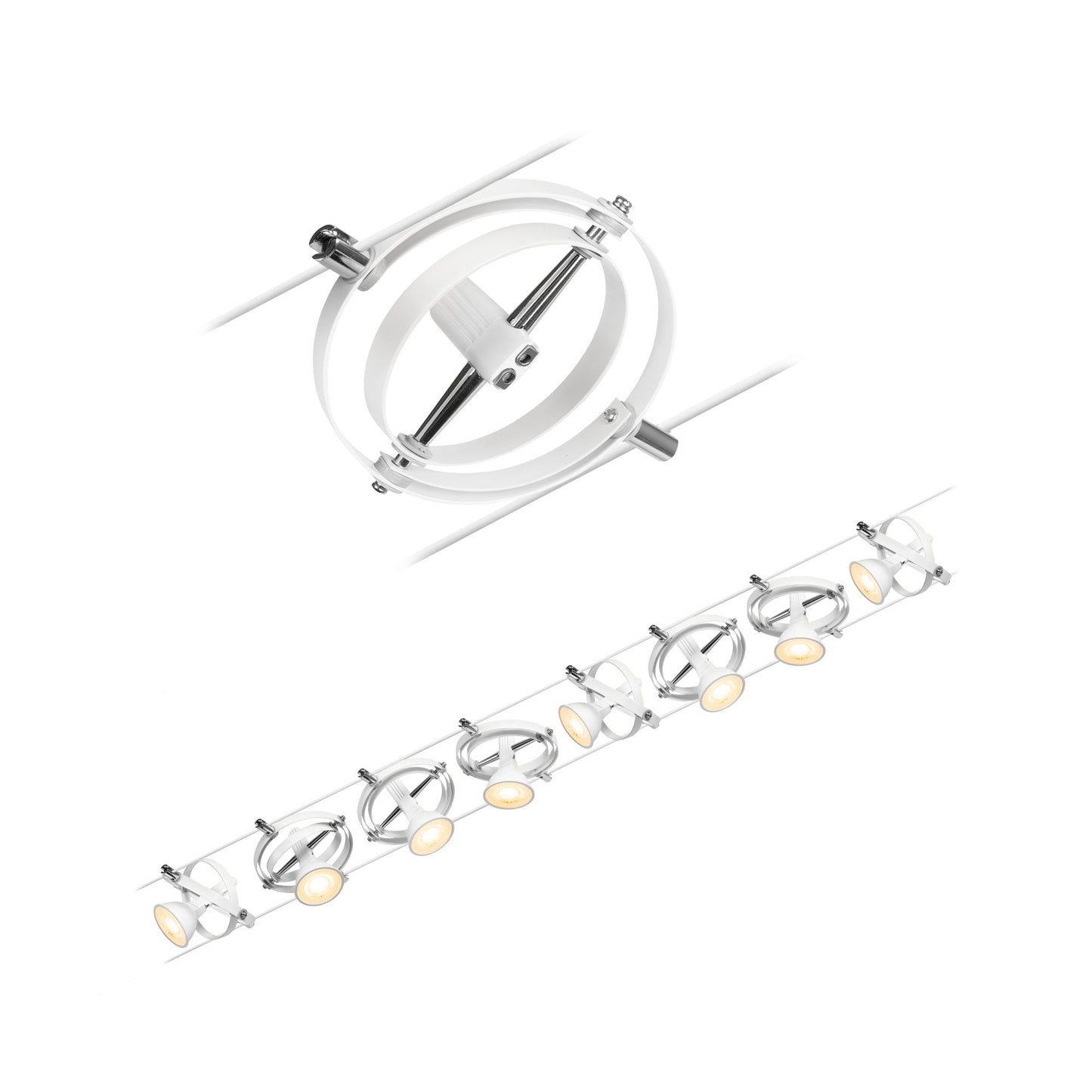 Paulmann Seilsystem Cardan Weiß matt 8 Spots ohne Leuchtmittel max. 8xW GU5,3 DC 60VA