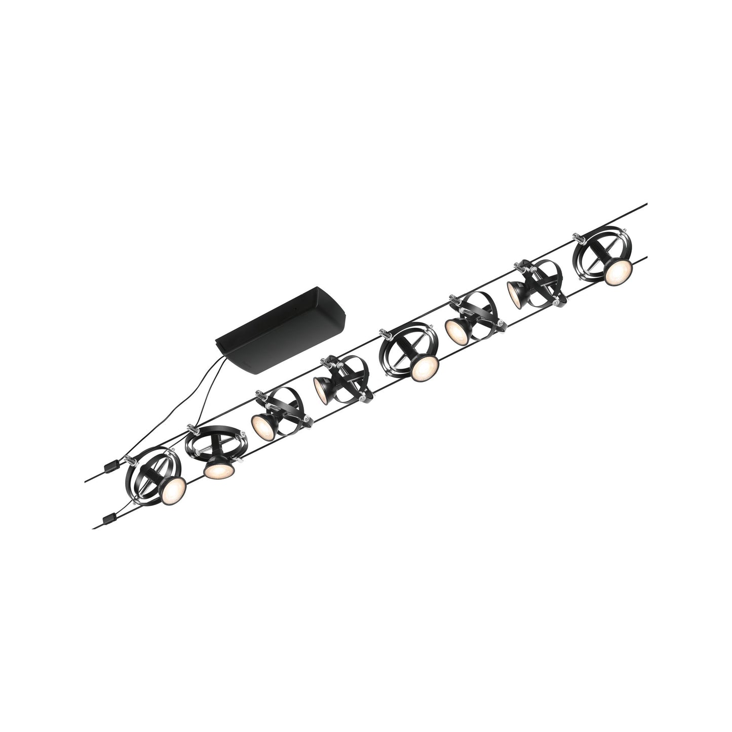 Paulmann Seilsystem Cardan Schwarz matt 8 Spots ohne Leuchtmittel max. 8xW GU5,3 DC 60VA
