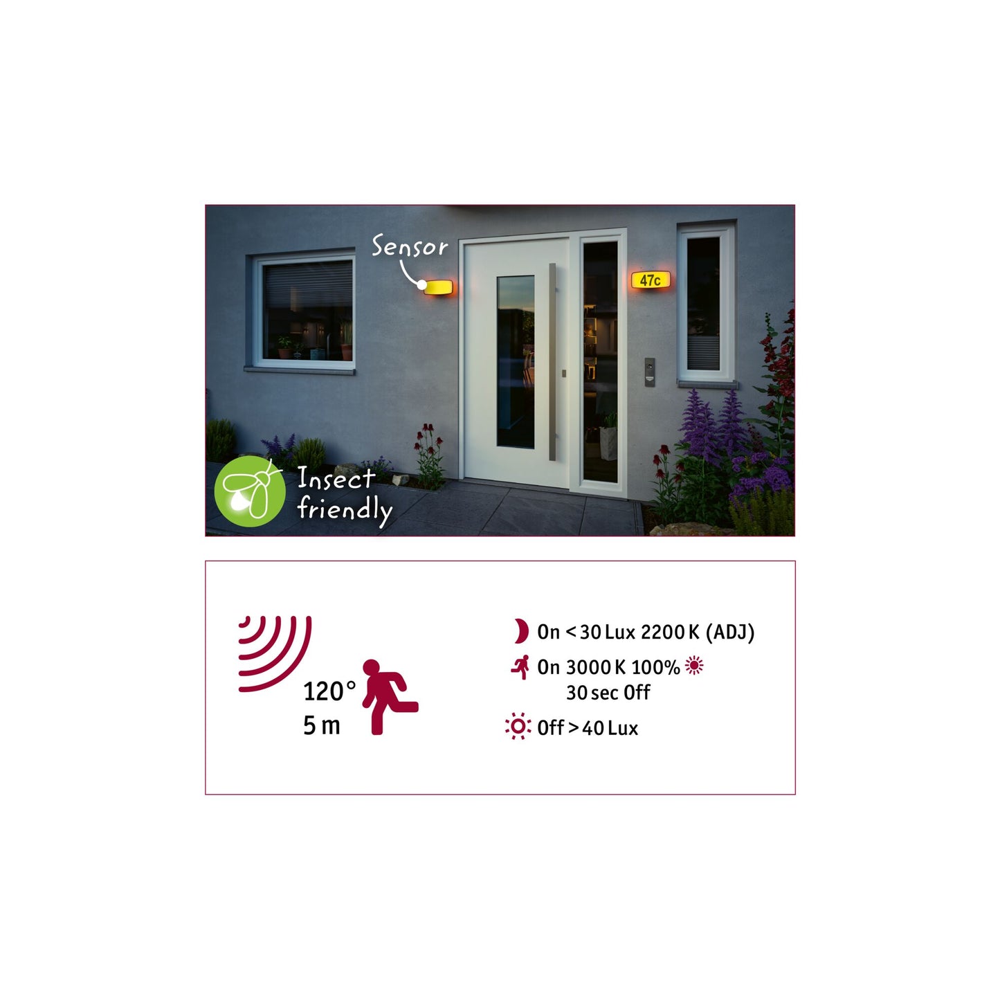 Paulmann Smart Home Zigbee LED Hausnummernleuchten Sheera mit Bewegungsmelder und Dämmerungssensor Tunable Warm IP44  276x73mm Tunable Warm 6,5W 430lm 230V  Anthrazit Kunststoff