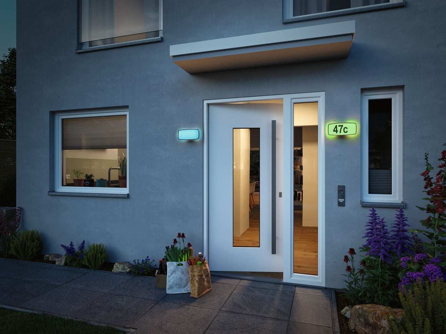 Paulmann Smart Home Zigbee LED Hausnummernleuchten Sheera mit Bewegungsmelder und Dämmerungssensor Tunable White und RGBW IP44  276x73mm RGBW+ 6,5W 430lm 230V  Anthrazit Kunststoff