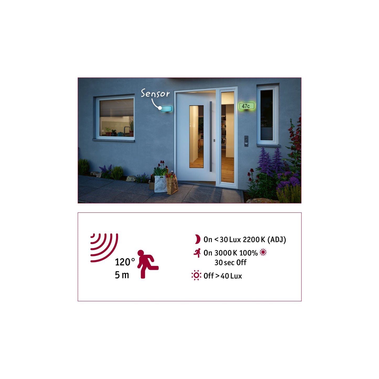 Paulmann Smart Home Zigbee LED Hausnummernleuchten Sheera mit Bewegungsmelder und Dämmerungssensor Tunable White und RGBW IP44  276x73mm RGBW+ 6,5W 430lm 230V  Anthrazit Kunststoff