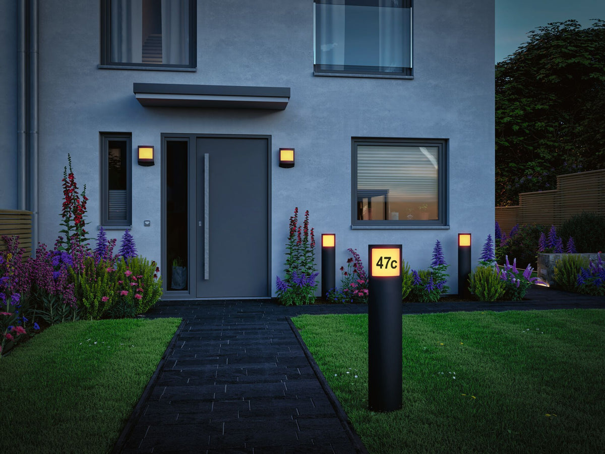 Paulmann LED Pollerleuchte Padea mit Bewegungsmelder und Dämmerungssensor IP44  847mm 3000K 8,5W 1200lm 230V  Anthrazit Kunststoff