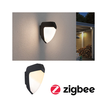 Paulmann Smart Home Zigbee LED Außenwandleuchte Ikosea mit Bewegungsmelder und Dämmerungssensor Tunable Warm IP44  50x203mm Tunable Warm 4,4W 350lm 230V  Anthrazit Kunststoff