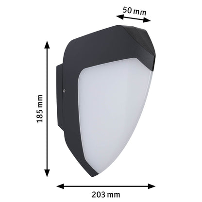 Paulmann Smart Home Zigbee LED Außenwandleuchte Ikosea mit Bewegungsmelder und Dämmerungssensor Tunable Warm IP44  50x203mm Tunable Warm 4,4W 350lm 230V  Anthrazit Kunststoff