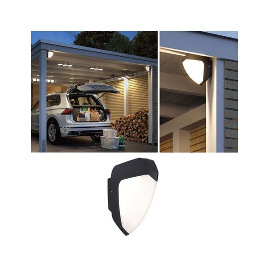 Paulmann LED Außenwandleuchte Ikosea mit Bewegungsmelder und Dämmerungssensor IP44  50x203mm 3000K 2x2,2W 2x280lm 230V  Anthrazit Kunststoff