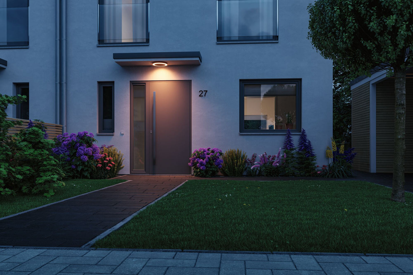 Paulmann Smart Home Zigbee LED Deckenaufbauleuchte Circula mit Bewegungsmelder und Dämmerungssensor Tunable Warm IP44 rund 320mm Tunable Warm 14W 880lm 230V  Anthrazit Kunststoff