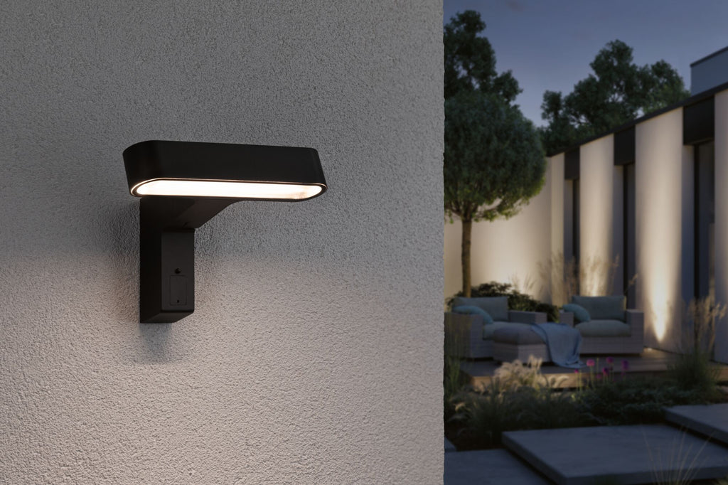 Paulmann House LED Außenwandleuchte Ito Horizontale Ausrichtung Bewegungsmelder IP44  227x159mm 3000K 6W 450lm 230V 65° Anthrazit Metall,Kunststoff