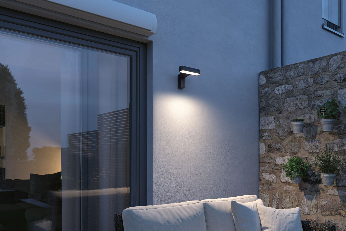 Paulmann House LED Außenwandleuchte Ito Horizontale Ausrichtung Bewegungsmelder IP44  227x159mm 3000K 6W 450lm 230V 65° Anthrazit Metall,Kunststoff
