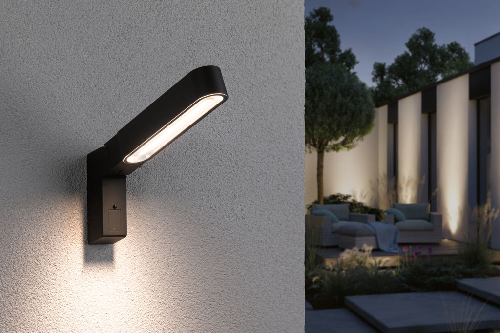 Paulmann House LED Außenwandleuchte Ito Vertikale Ausrichtung Bewegungsmelder IP44  47x301mm 3000K 6W 450lm 230V 65° Anthrazit Metall,Kunststoff