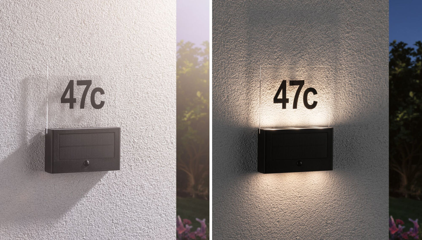 Paulmann Solar LED Hausnummernleuchte Neda IP44 3000K 80lm Anthrazit