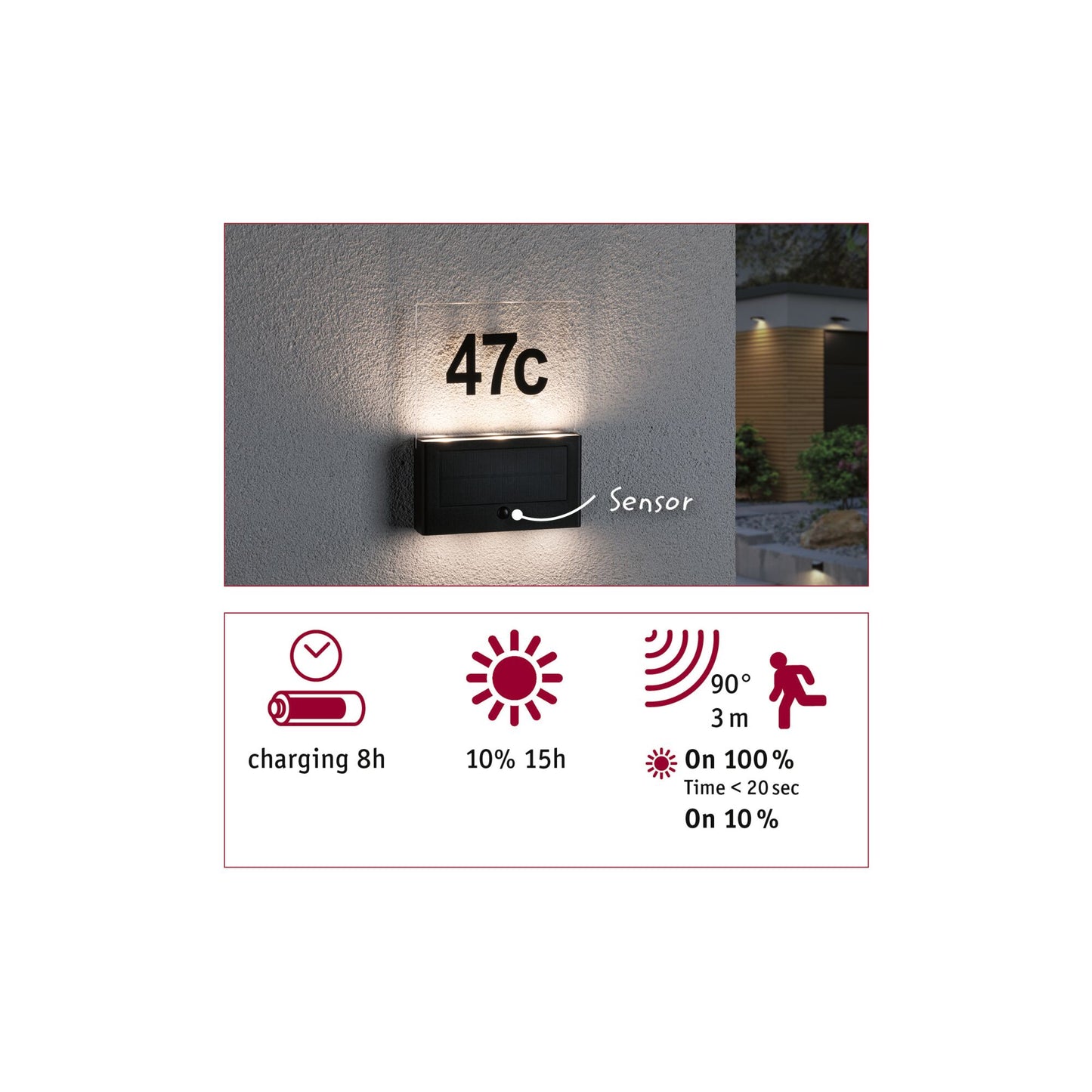 Paulmann Solar LED Hausnummernleuchte Neda IP44 3000K 80lm Anthrazit