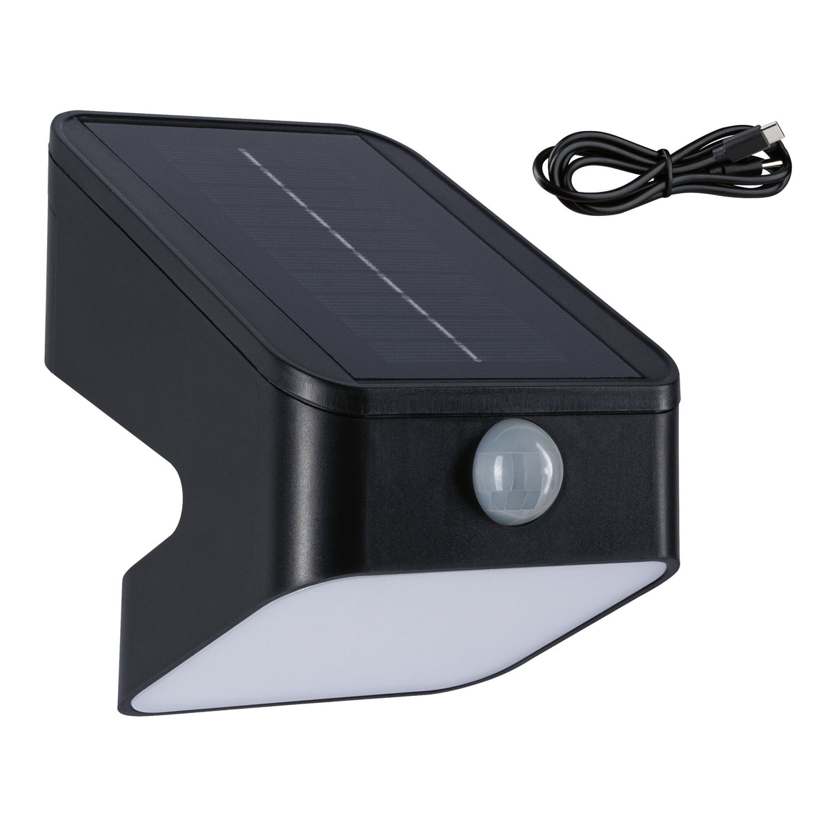 Paulmann Solar LED Wandfluter Lesly Dämmerungsgesteuerter Bewegungsmelder (IR) IP65 eckig 113x126mm 3000K 5,5W 400lm 3,7V  Anthrazit Kunststoff