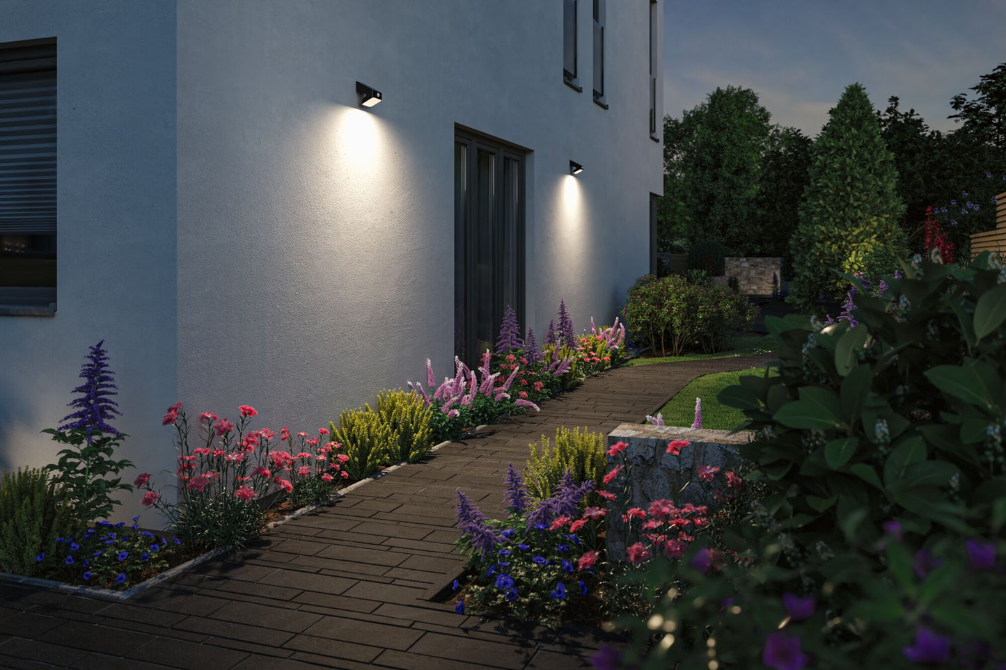 Paulmann Solar LED Wandfluter Lesly Dämmerungsgesteuerter Bewegungsmelder (IR) IP65 eckig 113x126mm 3000K 5,5W 400lm 3,7V  Anthrazit Kunststoff