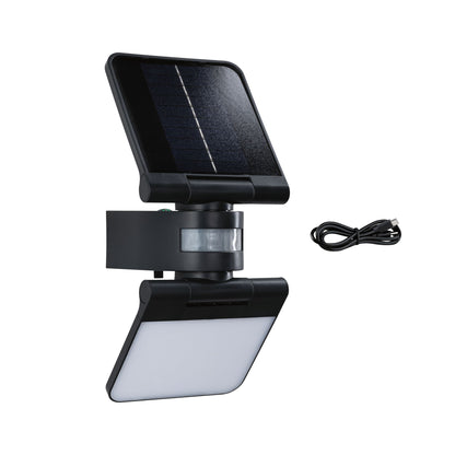 Paulmann Solar LED Wandfluter Lesla Dämmerungsgesteuerter Bewegungsmelder (IR) IP65 eckig 150x130mm 3000K 12,5W 1000lm 3,7V  Anthrazit Kunststoff