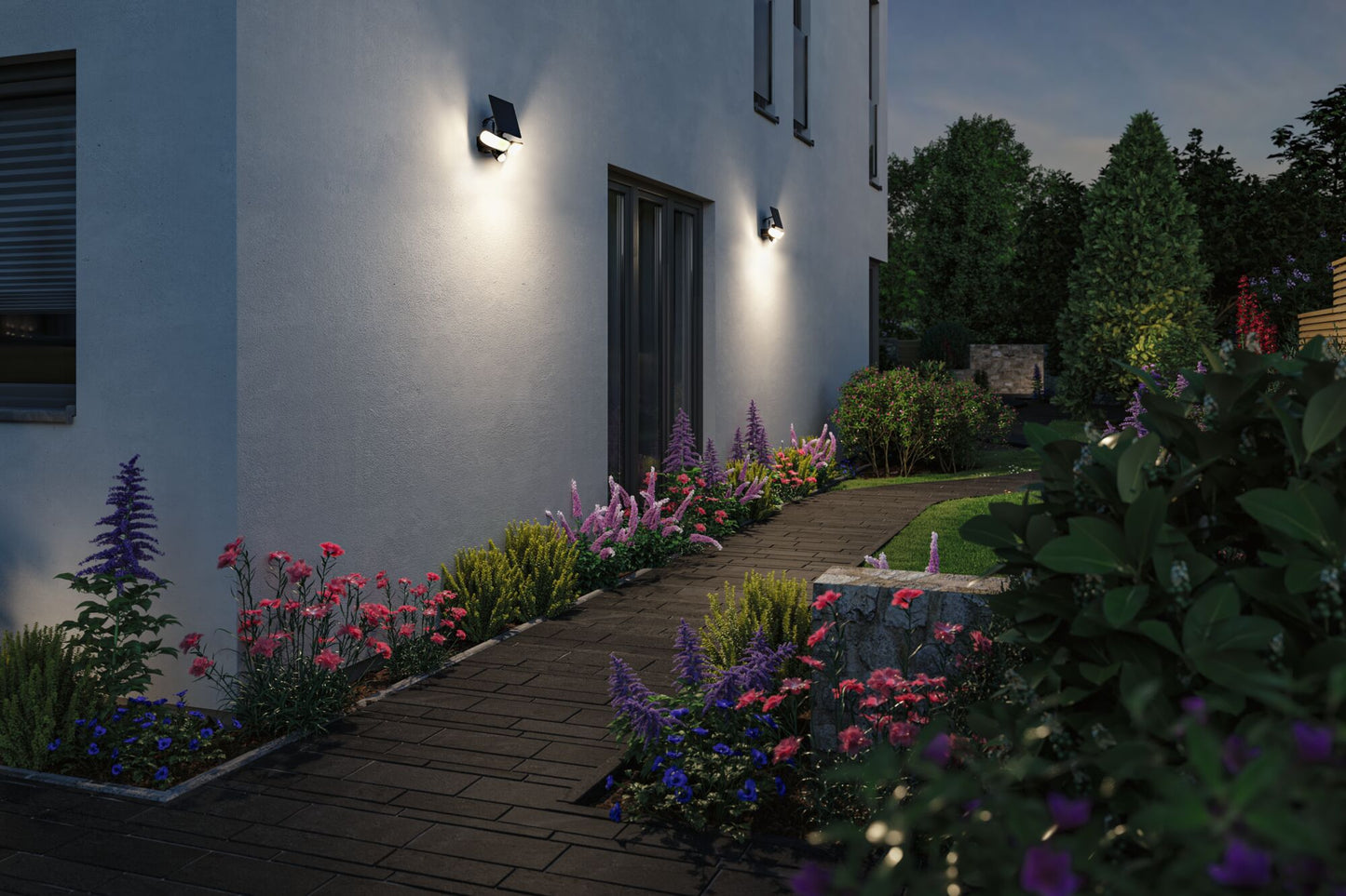 Paulmann Solar LED Wandfluter Lesla Dämmerungsgesteuerter Bewegungsmelder (IR) IP65 eckig 150x130mm 3000K 12,5W 1000lm 3,7V  Anthrazit Kunststoff