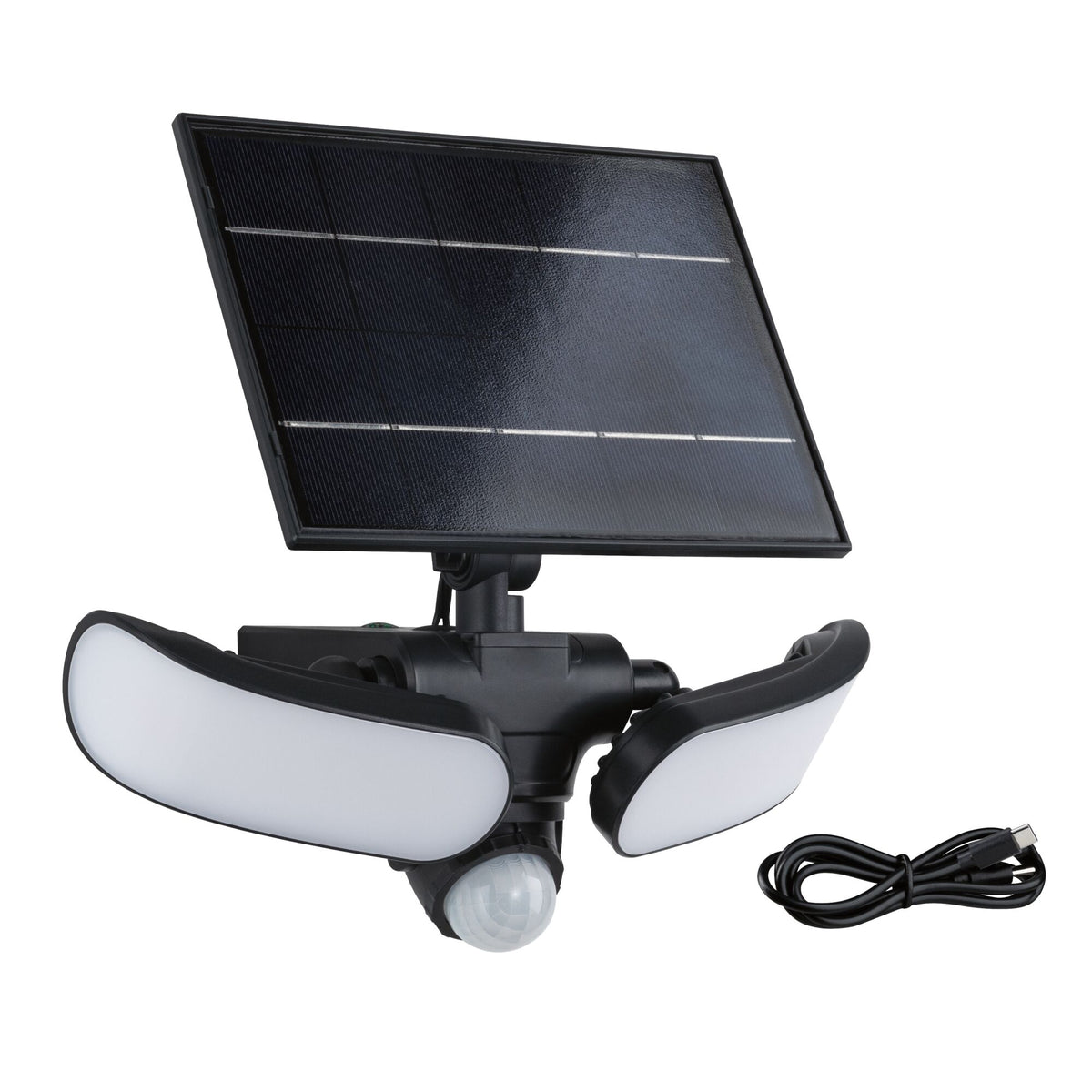 Paulmann Solar LED Wandfluter Sonlig Dämmerungsgesteuerter Bewegungsmelder (IR) IP65 eckig 286x137mm 3000K 2x9W 2x1100lm 3,7V  Anthrazit Kunststoff