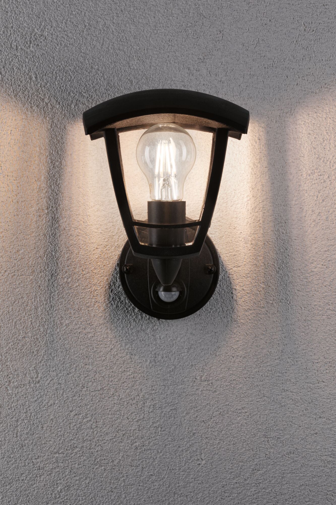 Paulmann Außenwandleuchte Classic Curved mit Bewegungsmelder IP44 eckig 164x180mm  max. 12W  230V  Schwarz Kunststoff