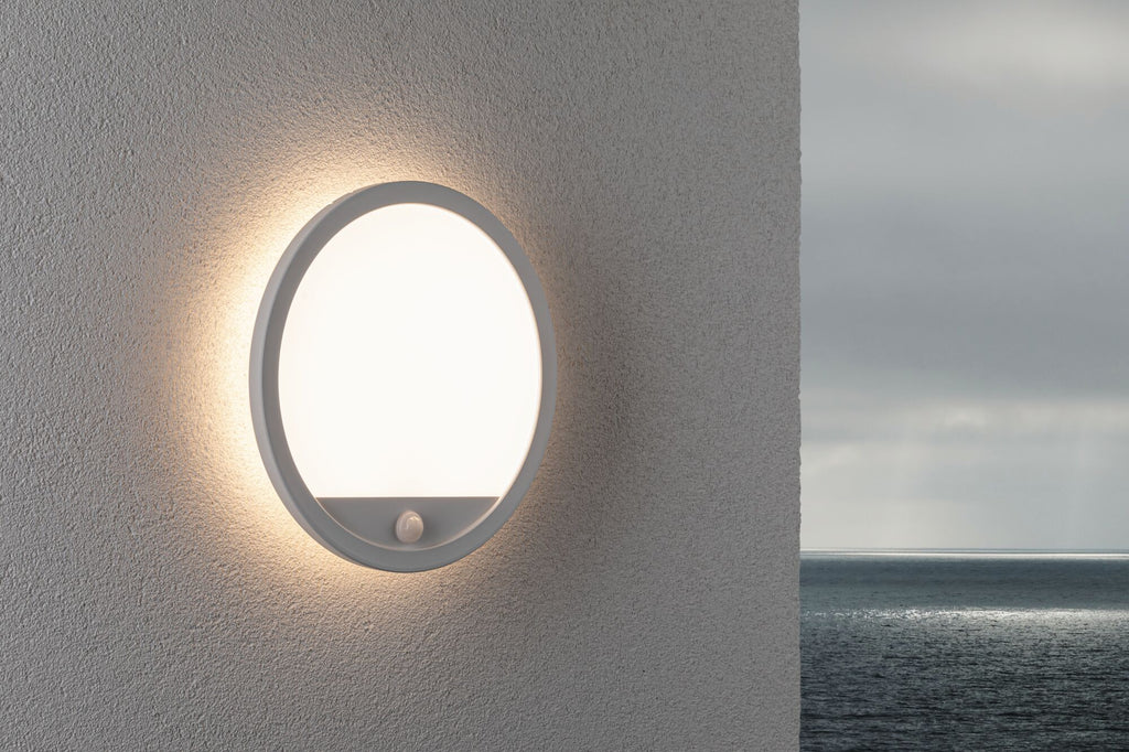 Paulmann LED Außenpanel Lamina mit Bewegungsmelder IP44 rund 280mm 1200lm 14,5W 3000K  Weiß mit Hintergrundlicht