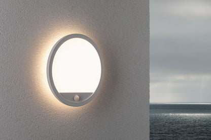 Paulmann LED Außenpanel Lamina mit Bewegungsmelder IP44 rund 280mm 1200lm 14,5W 3000K  Weiß mit Hintergrundlicht