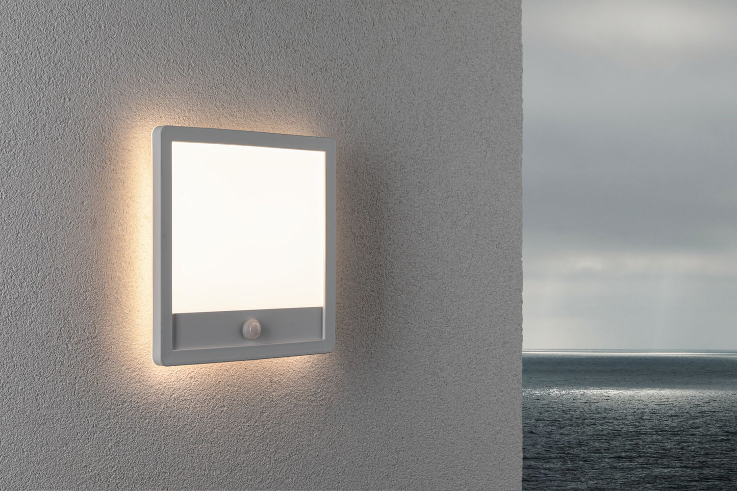 Paulmann LED Außenpanel Lamina mit Bewegungsmelder IP44 eckig 250x250mm 950lm 14,5W 3000K  Weiß mit Hintergrundlicht