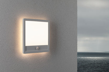Paulmann LED Außenpanel Lamina mit Bewegungsmelder IP44 eckig 250x250mm 950lm 14,5W 3000K  Weiß mit Hintergrundlicht
