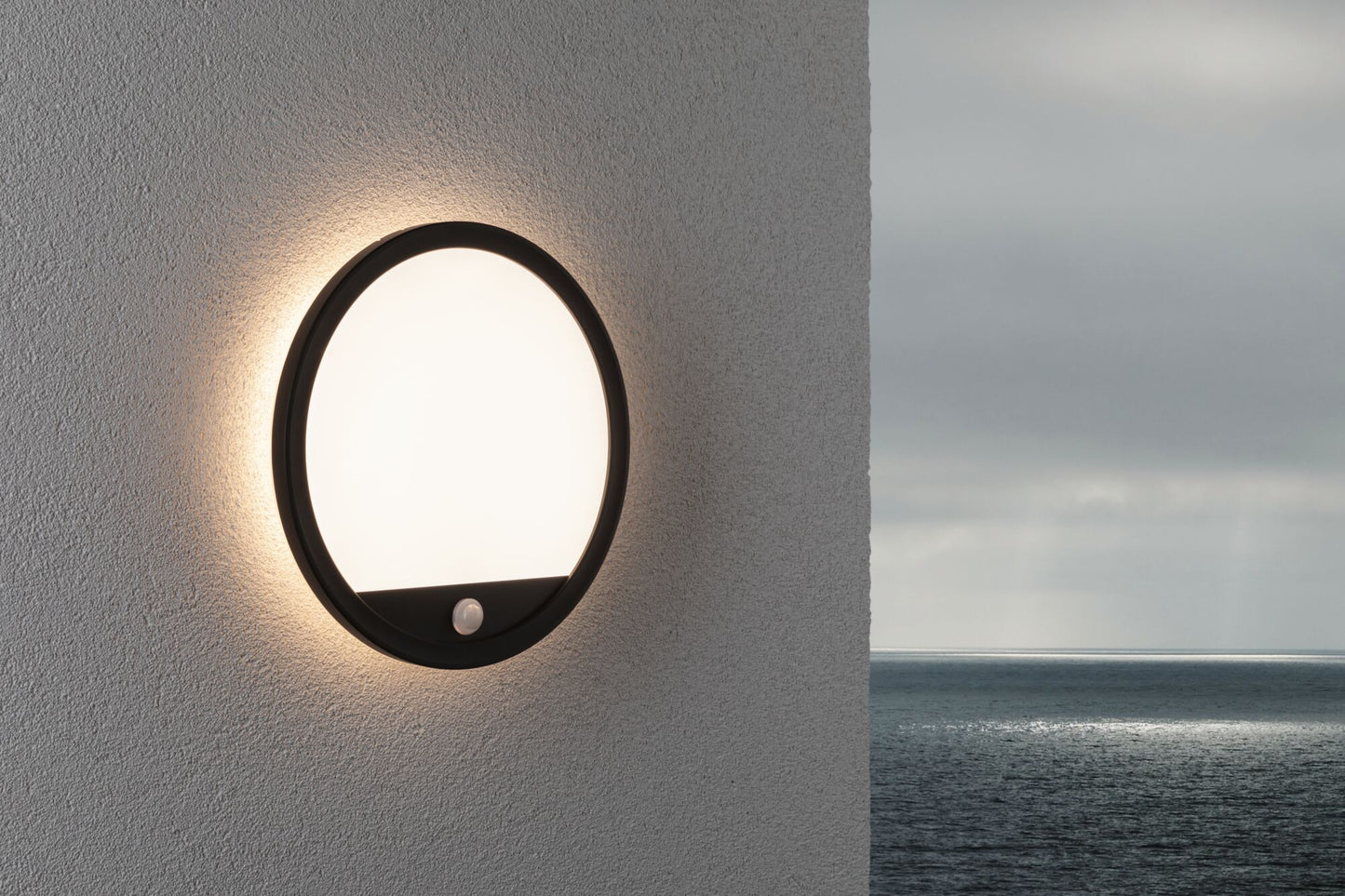 Paulmann LED Außenpanel Lamina mit Bewegungsmelder IP44 rund 280mm 1200lm 14,5W 3000K  Schwarz mit Hintergrundlicht