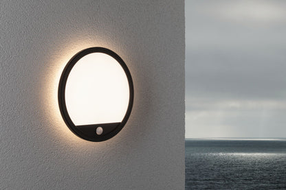 Paulmann LED Außenpanel Lamina mit Bewegungsmelder IP44 rund 280mm 1200lm 14,5W 3000K  Schwarz mit Hintergrundlicht