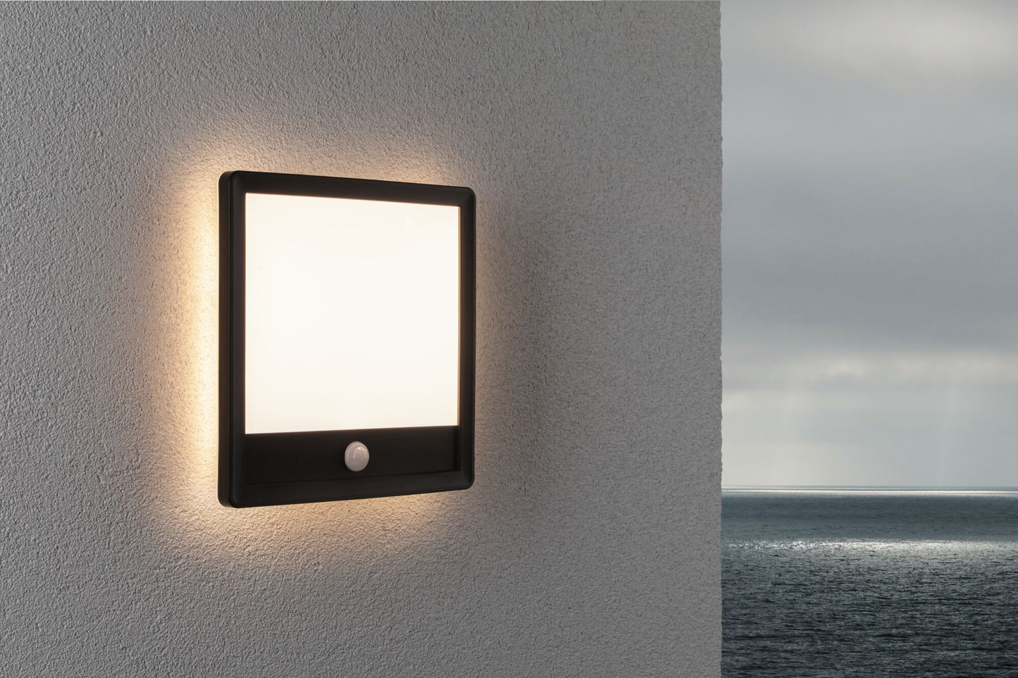 Paulmann LED Außenpanel Lamina mit Bewegungsmelder IP44 eckig 250x250mm 950lm 14,5W 3000K  Schwarz mit Hintergrundlicht