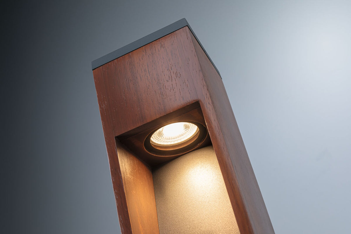 Paulmann Pollerleuchte Trabia IP44 eckig 400mm 3000K 3,5W 230lm 230V 38° Holz GU10 Holz