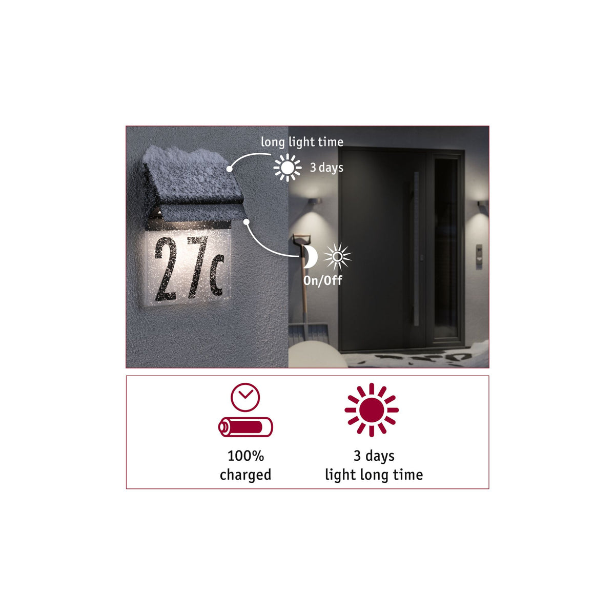 Paulmann Solar LED Hausnummernleuchte IP44 3000K 14lm Schwarz