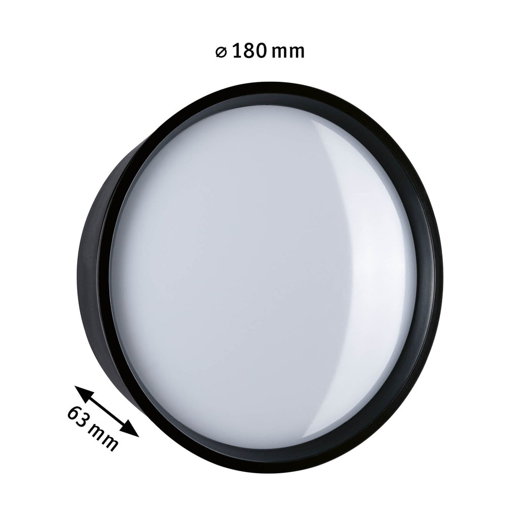 Paulmann LED Außenwandleuchte Platomo IP44 rund 180mm 3000K 14,5W 1200lm 230V  Schwarz Kunststoff