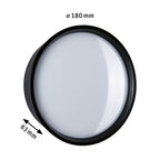 Paulmann LED Außenwandleuchte Platomo IP44 rund 180mm 3000K 14,5W 1200lm 230V  Schwarz Kunststoff