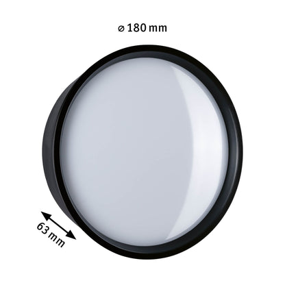 Paulmann LED Außenwandleuchte Platomo IP44 rund 180mm 3000K 14,5W 1200lm 230V  Schwarz Kunststoff