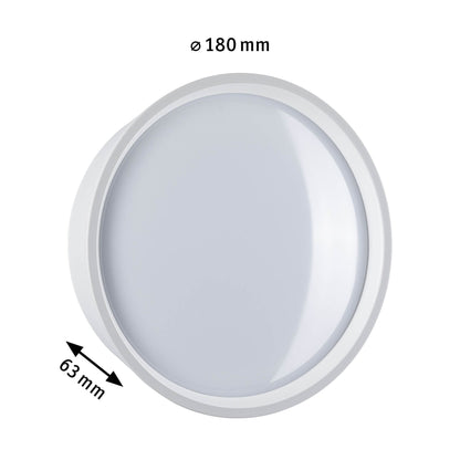 Paulmann LED Außenwandleuchte Platomo IP44 rund 180mm 3000K 14,5W 1200lm 230V  Weiß Kunststoff