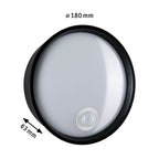 Paulmann LED Außenwandleuchte Platomo IP44 rund 180mm 3000K 14,5W 1200lm 230V  Schwarz Kunststoff